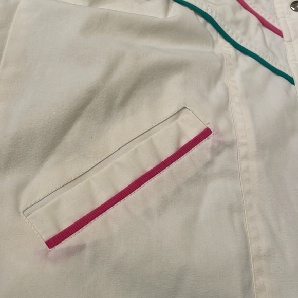 VTG BLAIR 80s Preppy Oversized White with Colorblock Trim Jacket MEDIUM - Picture 8 of 11